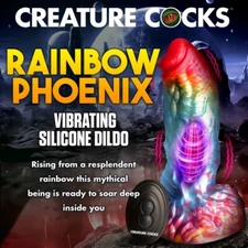 Creature Cocks Rainbow Phoenix Vibe USB Remote Silicone Alien Dildo by XR Brands