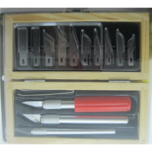 16/set Hobby Razor Blade w/ Wood Case Exacto Blades Craft knife Stencil - Picture 2 of 3