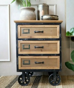 Kommode Factory Industrie -Stil SHABBY auf Rädern Chic Antique 40272-24