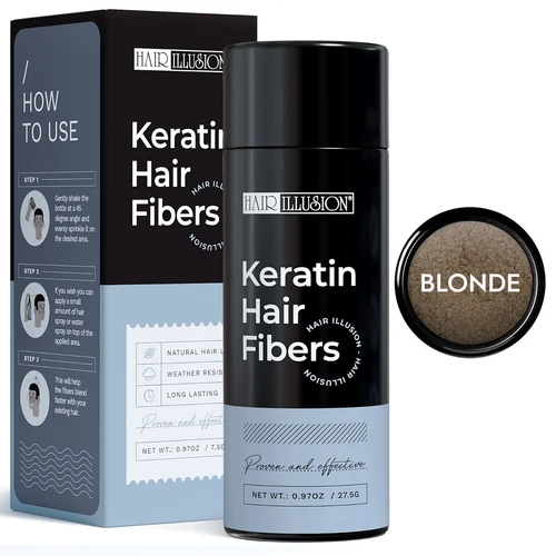 Hair Illusion KERATIN Hair Fibers For Bald Spot Concealer, Hairline, Hair Loss