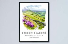 Brecon Beacons Watercolor Poster Brecon Beacons Travel Print Brecon Beacons Wall