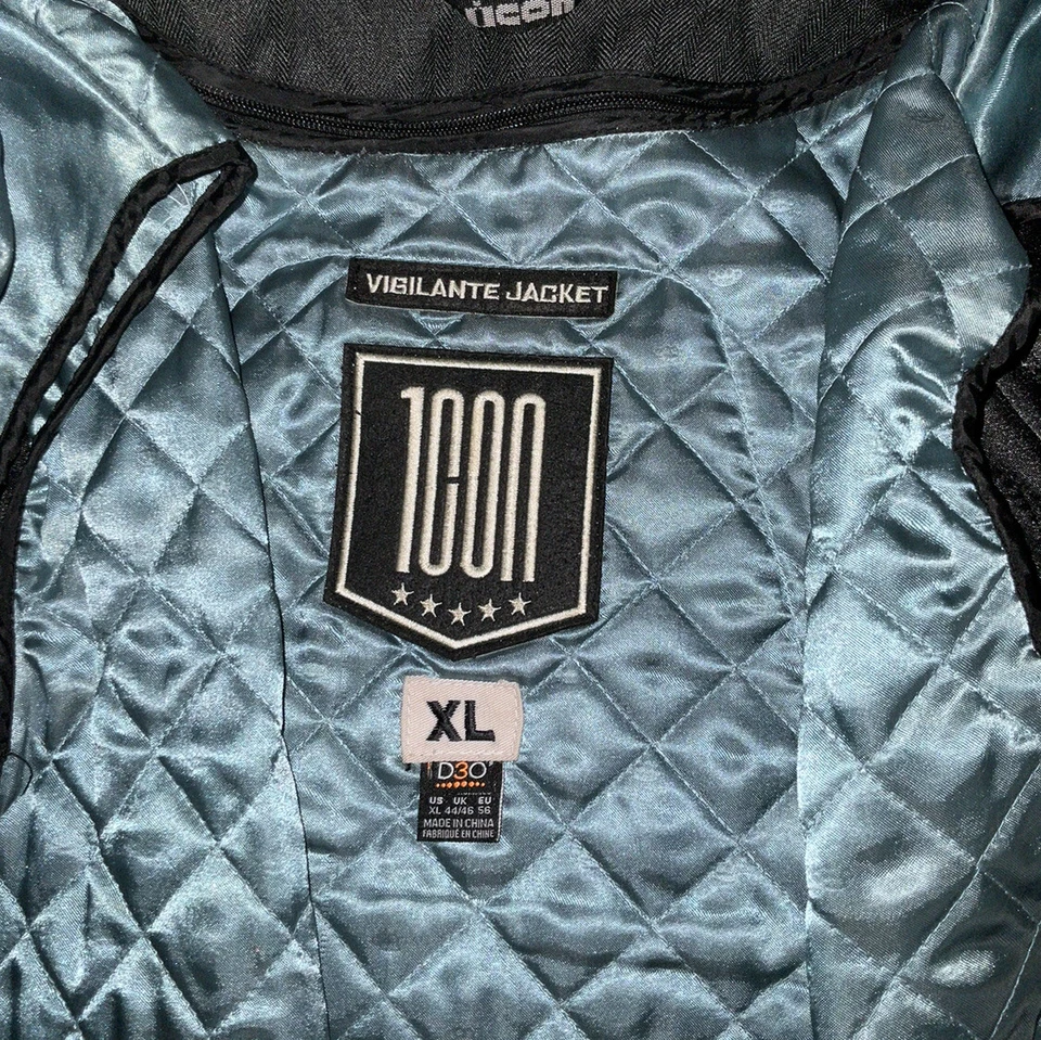 Icon Vigilante Mens Jacket Size XL Polyester Leather Zip Armor D30 Liner Remove - Image 4 of 4