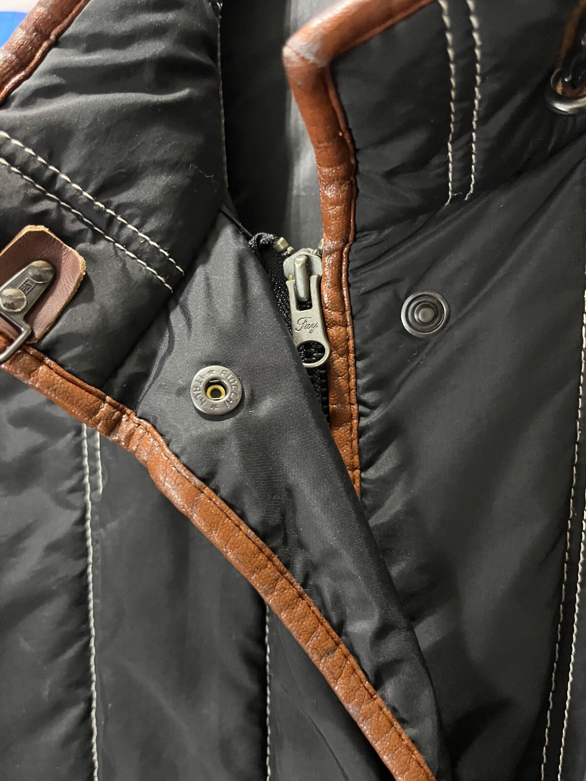 fay long down jacket with leather inserts and wai… - image 8