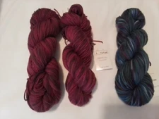 FILATURA LANAROTA Fashion Toes, 3=Lot, 2 burgundy colors, 1 Blues, 90%Wool 193 y