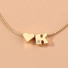 Gold 26 Women Alphabet Letter Initial Friendship Bridesmaid Gift Chain Bracelet