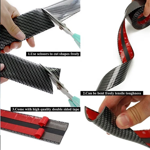 Auto Tür Sill Protector Aufkleber Anti Scratch Gummi Streifen Carbon Faser Film - Bild 4 von 8