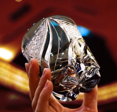 UNMARKED 9oz Hand Cut Gray Flame Crystal Glass Whiskey Glasses Tumbler Kiriko Drinkware