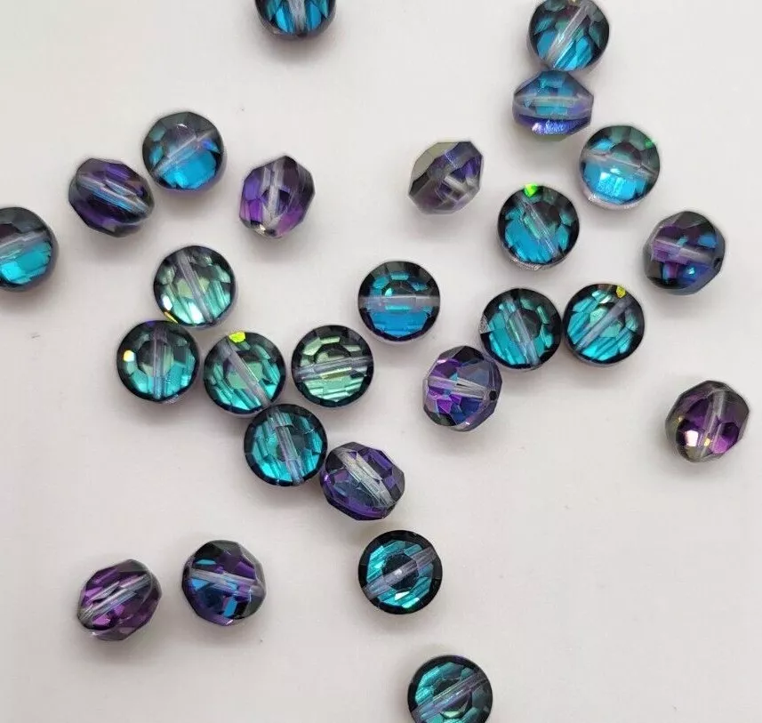 12pc Swarovski Crystal Heliotrope 7mm Lentil 5100 Beads; Tablet; Pill;  Vintage