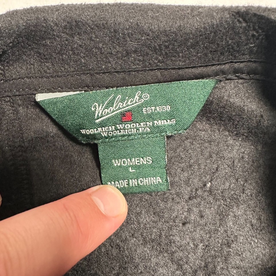 Woolrich Fleece Vest Gilet Jumper Womens Large Black Full Zip