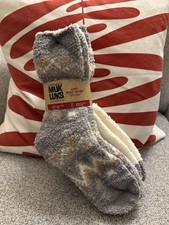 Muk Luks Super Cozy Boot Socks Super Soft Yarn White  Gray 3 Pair Size 6-10