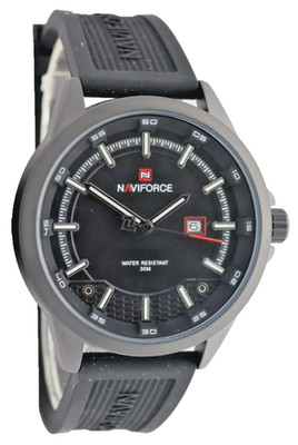 Naviforce Sportliche Herren Uhr 46 mm Quarz Silikon Armbanduhr Schwarz Farben