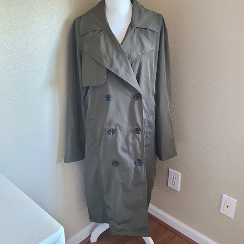 avec les filles water resistant long trench coat olive green (no belt) size L - Picture 3 of 11