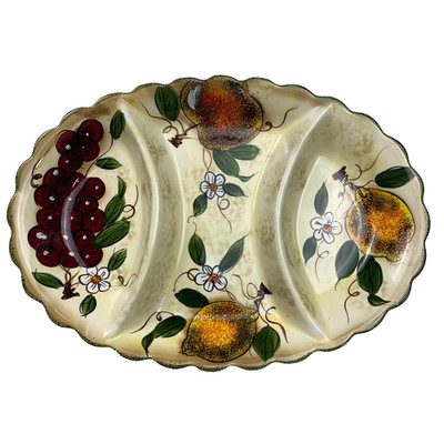 VTG  D  Moda Glory Collection Italian Ceramic Divided Serving Dish w/ Box