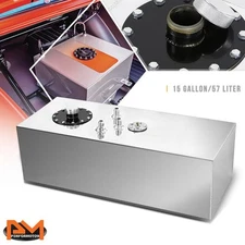15 Gallon Top Feed Aluminum Fuel Cell/Gas Tank+Level Sender+Cap Polished Chrome