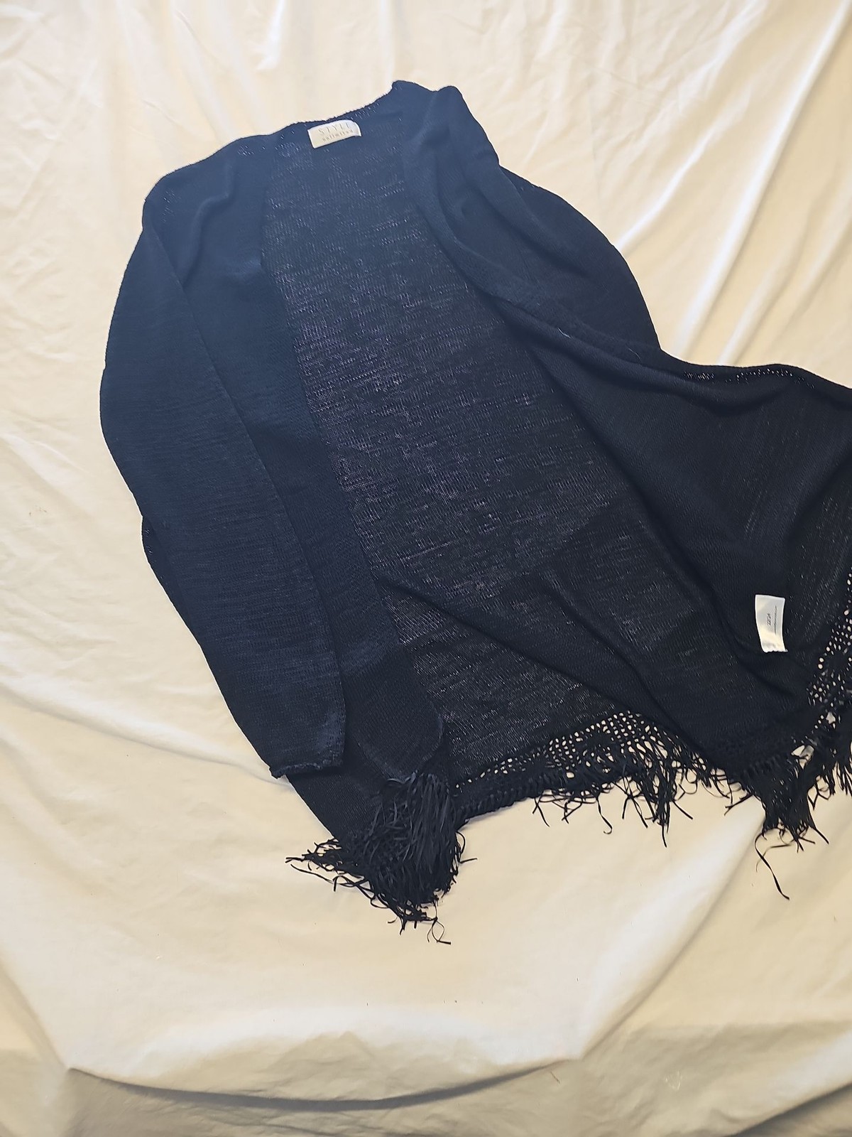 Style Unlimited Black Open Knit Fringe Cardigan  22/24PP180 image 4