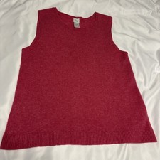 Garnet Hill 100% Cashmere Sleeveless Sweater Vest Shell Top Pink Magenta Small