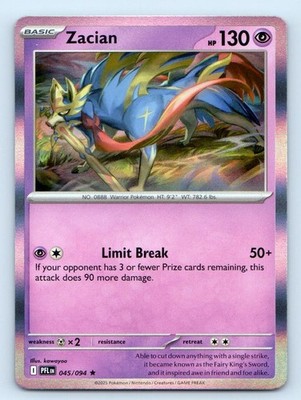 Zacian 045/094 Rare Phantasmal Flames Pokemon Holo Near Mint