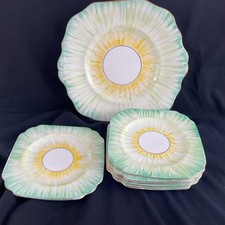 SAMPSOM SMITH Old Royal  China 6 sideplates 6 saucers 1 cakeplate. Deco. painted