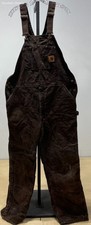 Carhartt Men's Size 42 x 34 Dark Brown Cotton Duck Bib Overalls Pre-Owned