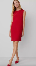 NEW ANN TAYLOR RED FLUID CREPE SLEEVELESS SHIFT DRESS SZ 10