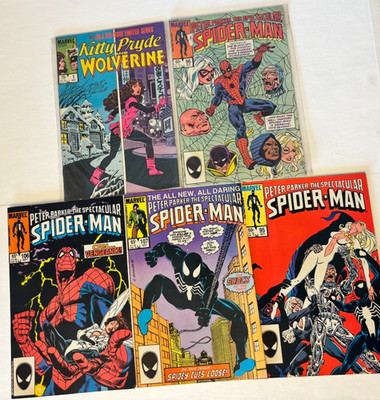 Marvel Comic Book Lot 5 Vtg Comics Peter Parker Spiderman Kitty Pryde Wolverine
