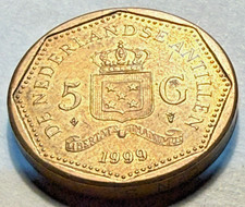 1999 NETHERLANDS ANTILLES 5 Gulden Queen Beatrix World Coins