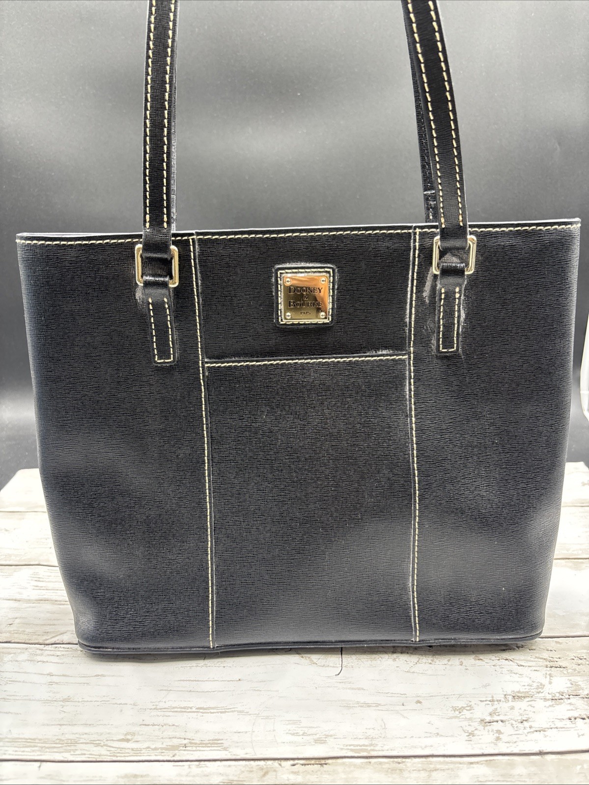 Dooney & Bourke Small Lexington Shopper Tote Black Pebble Grain Leather Bag