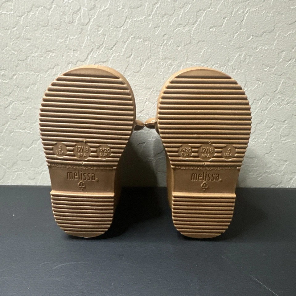 Mini Melissa Jeremy Scott Monkey Rain Boots Shoes Brown Toddler Girls Size 5 - Image 4 of 4
