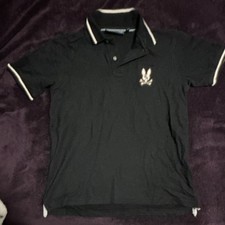 Psycho Bunny Black Polo Shirt Boys Size 14-16 XL Short Sleeve Knit Collared