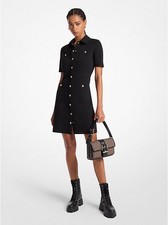 Michael Kors Stretch Ponte Shirtdress In Black Size Large