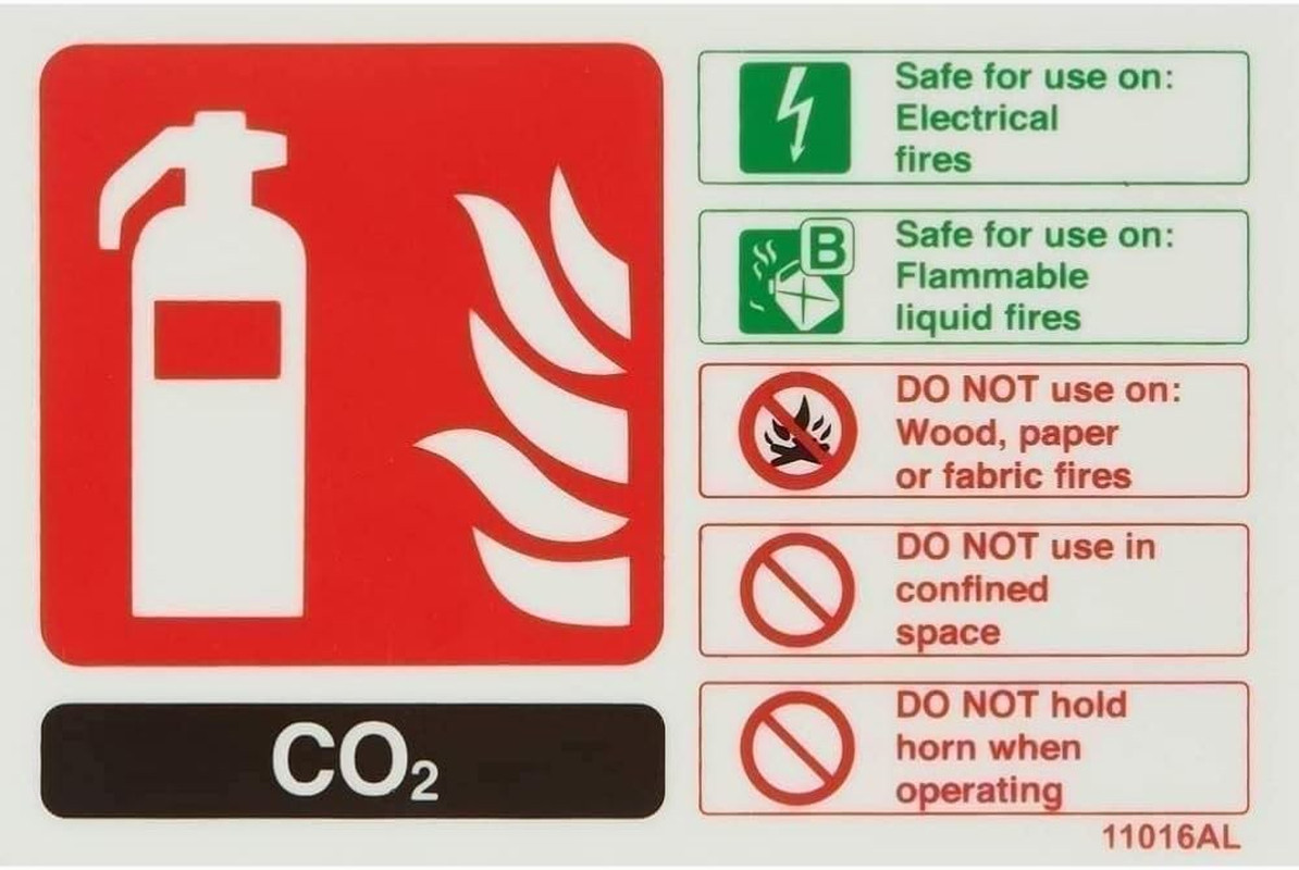 V Safety 11016AL-G Glow in the Dark Co2 Id Fire Extinguisher Sign - 150Mm X 100M