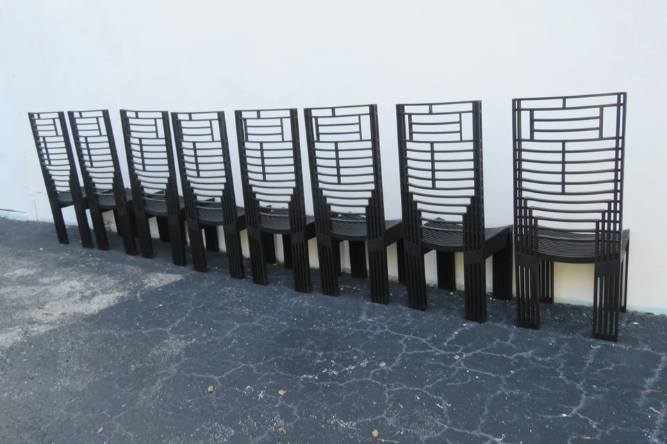 Juego de ocho sillas de comedor Miguel Rodrigo Mazure roble negro bermont 6224 Foto 4 de 4