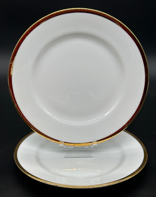 The Cellar Monno Bangladesh 1995 White Gold Rimmed Salad Plates 7 5/8'' Set of 2