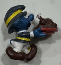 Thanksgiving Pilgrim Turkey Smurf Figurine Schleich Peyo 1982 Vintage