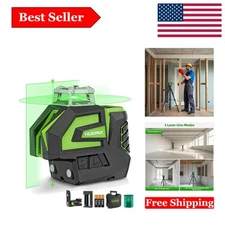 Green Cross Line Laser Level with Plumb Dots & Magnetic Mount