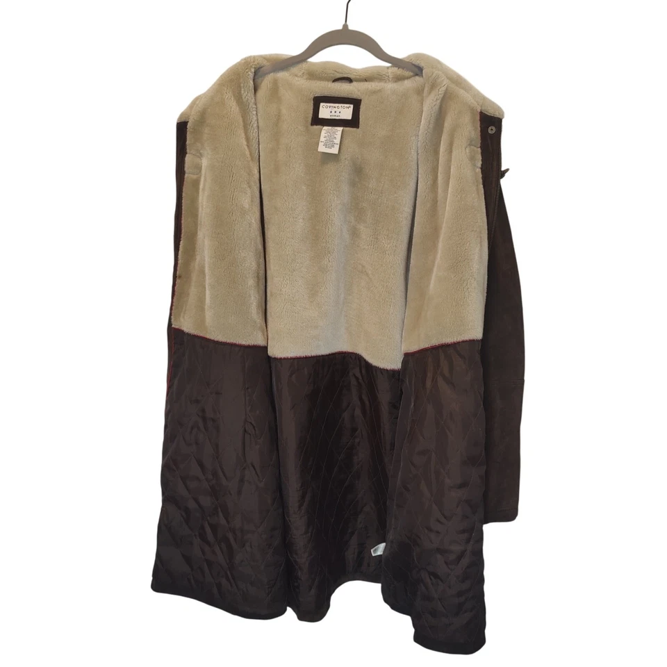 Covington Y2K Sz 3X Brown Suede Penny Lane Long Coat Faux Fur Lining - Image 2 of 4