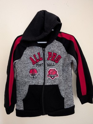 Mad Game Boys Size 4T All Pro Football Full Zip Black Gray Red Hoodie 