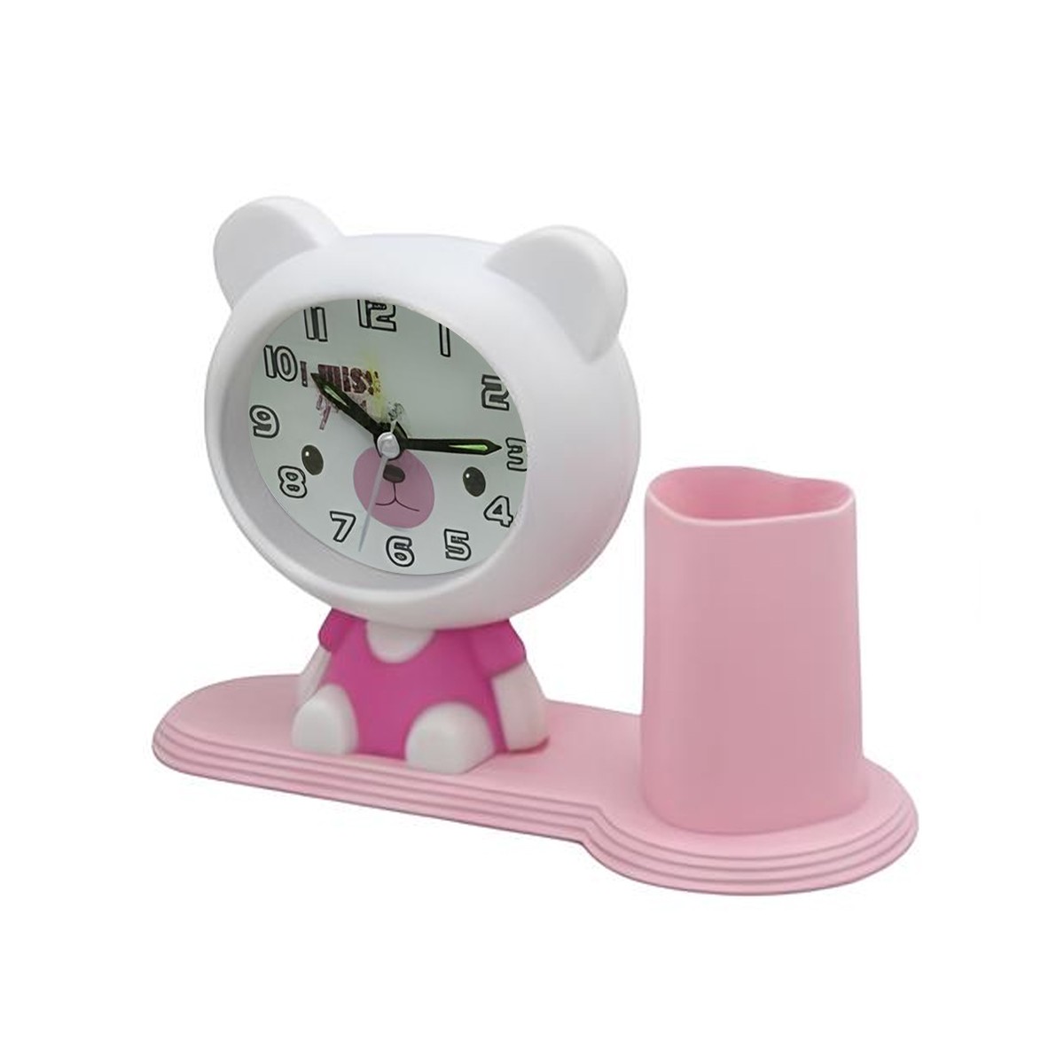 Réveil porte-crayon rose pour enfants au design ludique Avizar