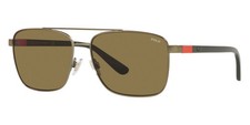 New Polo Ralph Lauren Man Rectangle Sunglasses PH3137 932473 Shiny Brass 59mm