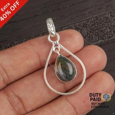 New Year Sale 925 Silver Moss Agate Stone Wedding Anniversary Pendant Jewelry