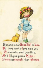 Postcard Girl Cat My Name is not Bell Nell or Lou But here is what I Promise You