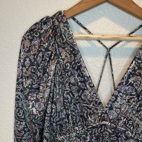 Ba&Sh Glady Silk Printed Metallic Maxi Dress Open Back Size Small /1 NWOT - Picture 5 of 17