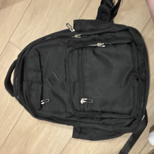Mens Black Backpack Multi-Zip Outer Pockets P...