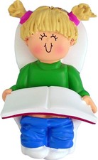 Potty Trained Female Blonde Personalized Christmas Tree Ornament