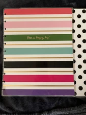 Happy Planner Classic Front & Back Covers – Striped “Plan a Happy Life” Design