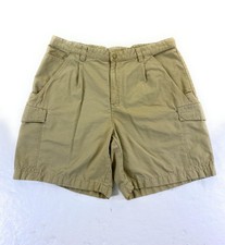 Vintage Columbia Men's Canvas Adjustable Waist Beige Outdoor Cargo Shorts 38