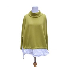 IC Collection Connie K Lime High Stand Collar & Shirts Tail Layer Top Size XL