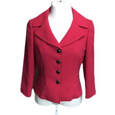 Tahari Author Levine Classy 4 Button Collared Blazer  Sz 6  Dark Pink  Lined