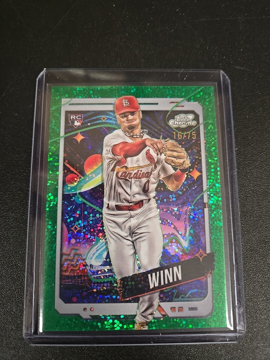 2024 Topps Chrome Cosmic Baseball Masyn Winn Green Dust Refractor 16/75 Rc #90