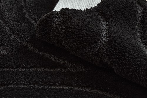 Amazing Modern Two-piece BATHROOM set RUG soft SUPREME WAVES non-slip black - Picture 8 of 10